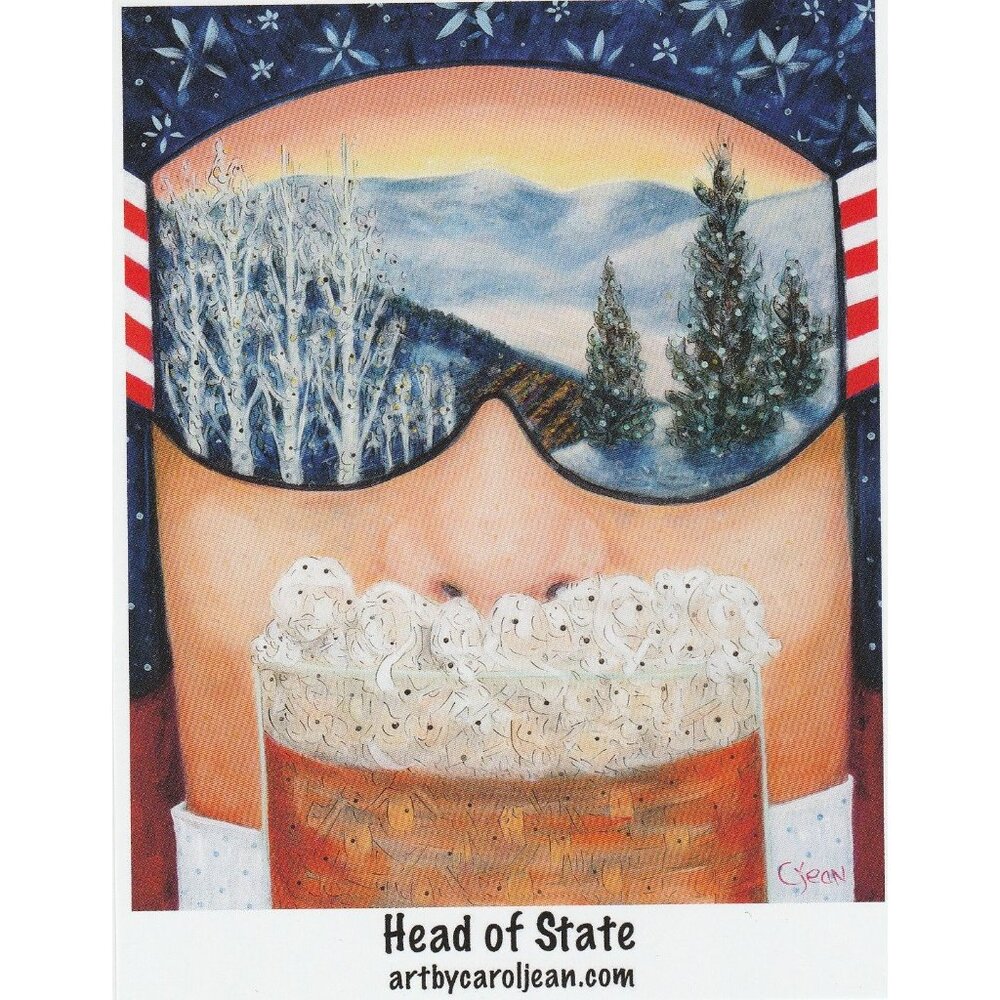 Head Of State Frothy Beer Mug Carol Jean 4x5 Card Steamboat Springs Co Skiing